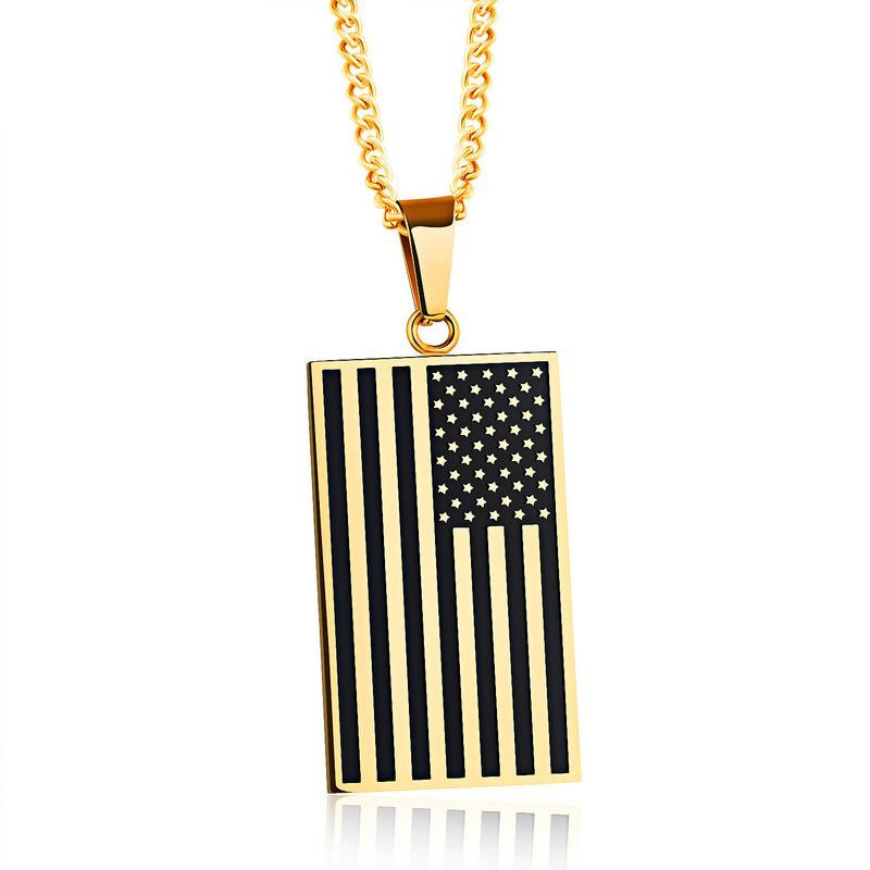 Creative Stainless Steel United States Flag Tag Men Personality Fashion Pendant