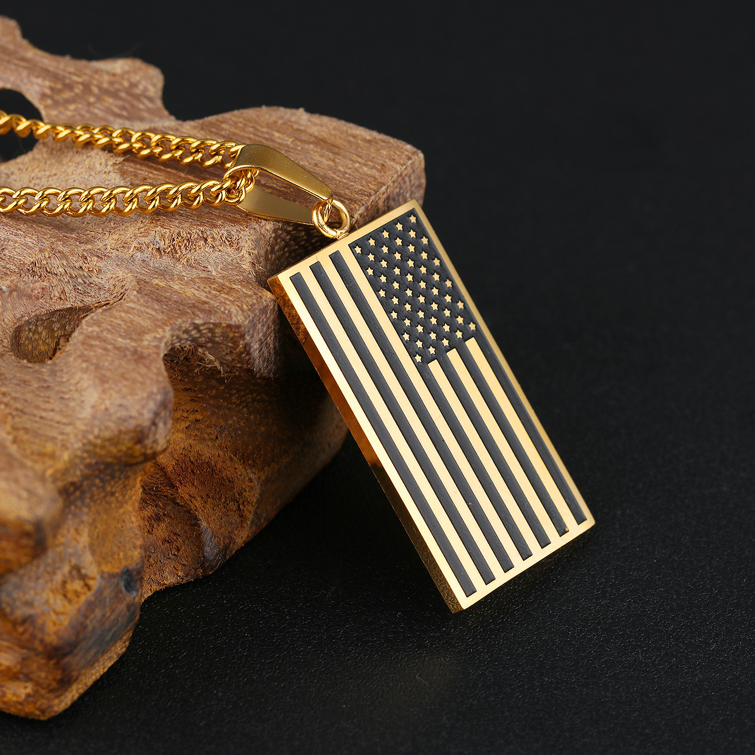 Creative Stainless Steel United States Flag Tag Men Personality Fashion Pendant