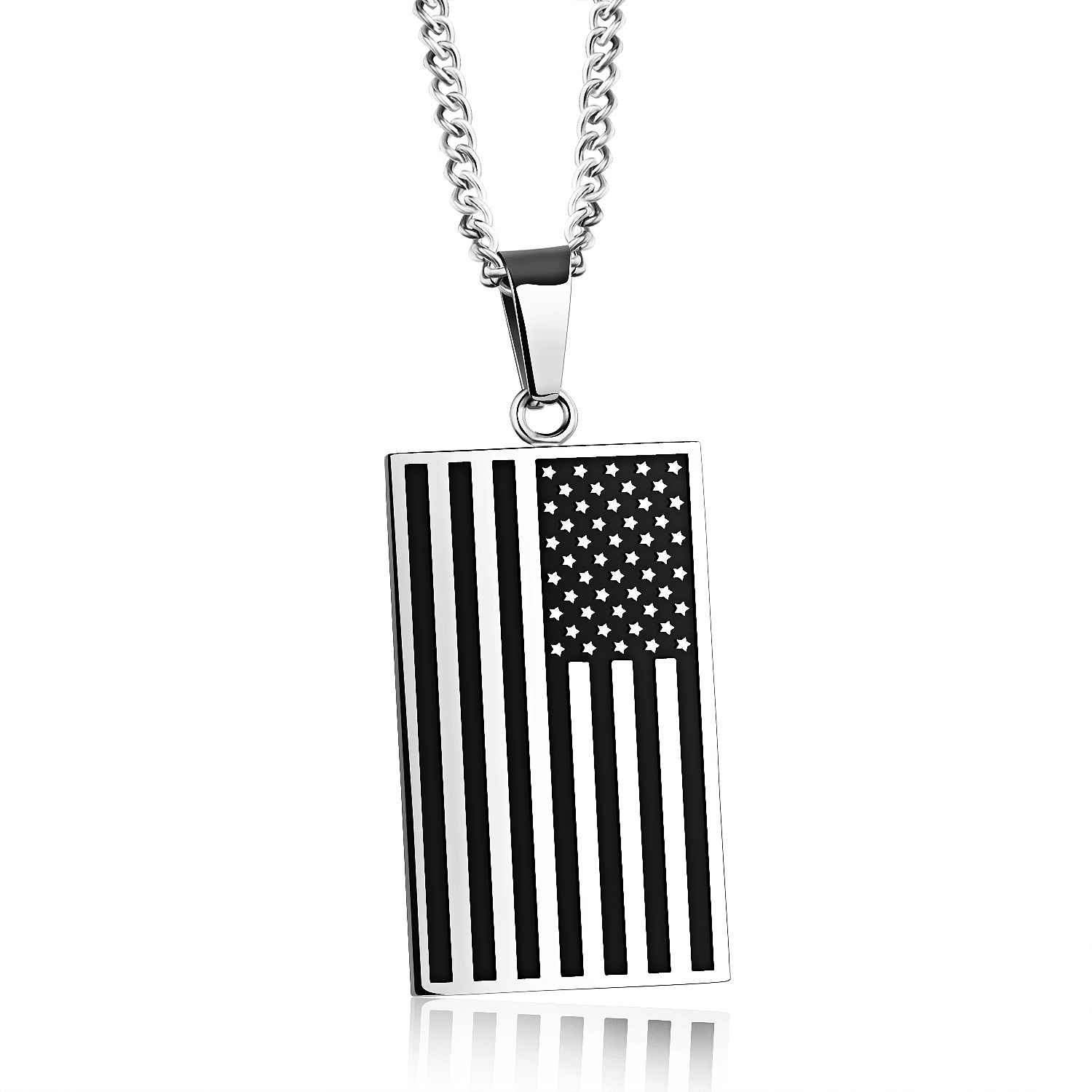 Creative Stainless Steel United States Flag Tag Men Personality Fashion Pendant
