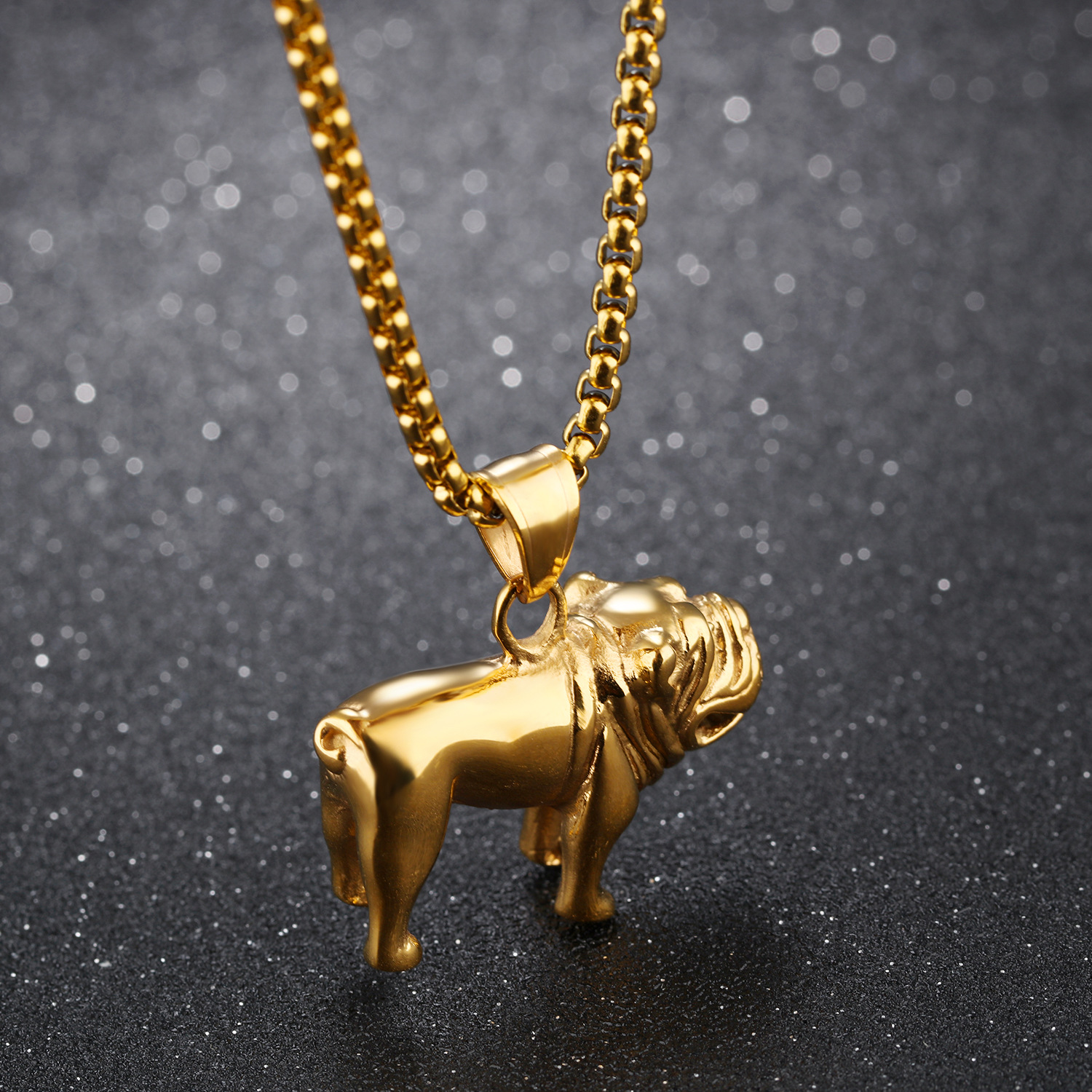 Creative Titanium Steel Haibi Dog Modeling Pendant Men Fashion Leisure Necklace