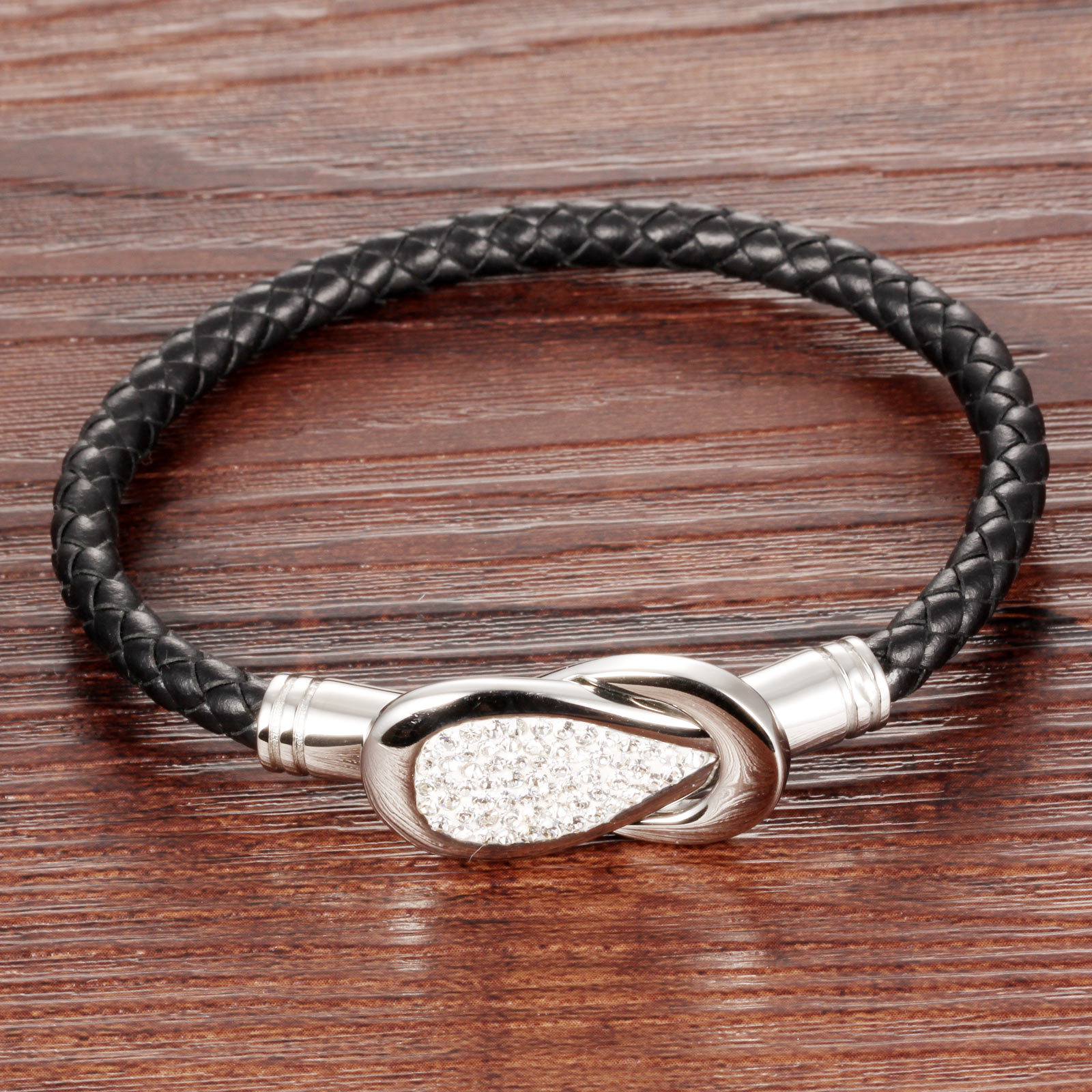 Men Retro Weave Leather ring Sky stars Diamond Rocking Western style Bracelet