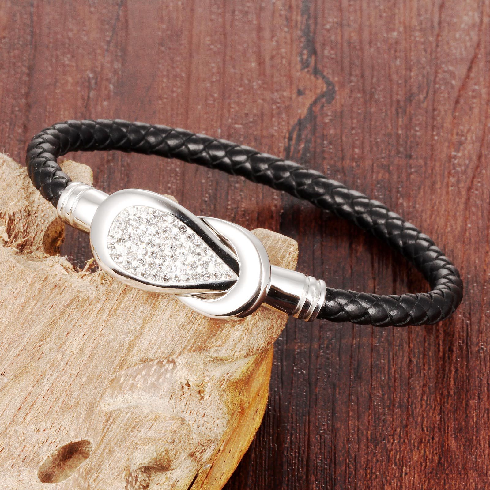 Men Retro Weave Leather ring Sky stars Diamond Rocking Western style Bracelet