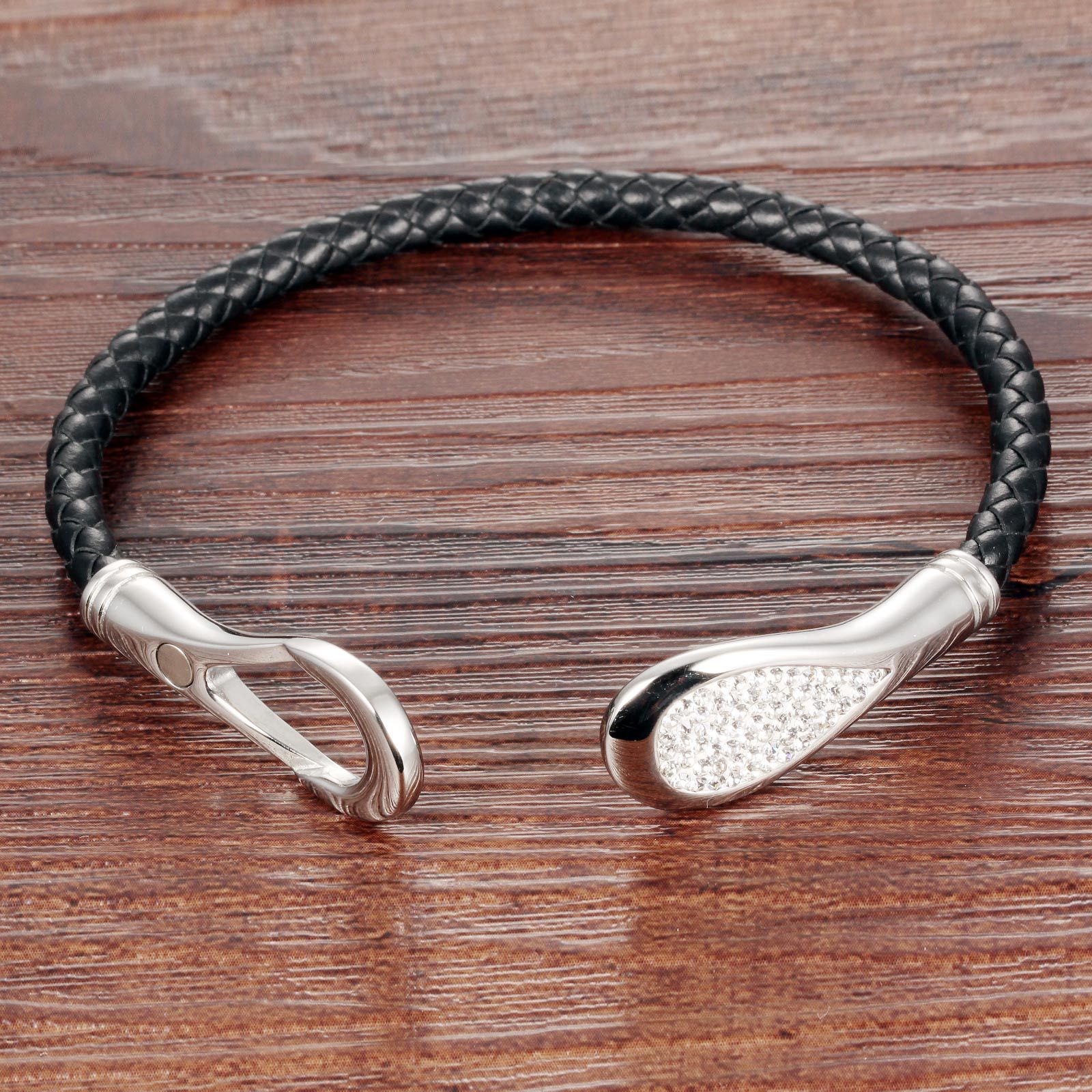 Men Retro Weave Leather ring Sky stars Diamond Rocking Western style Bracelet