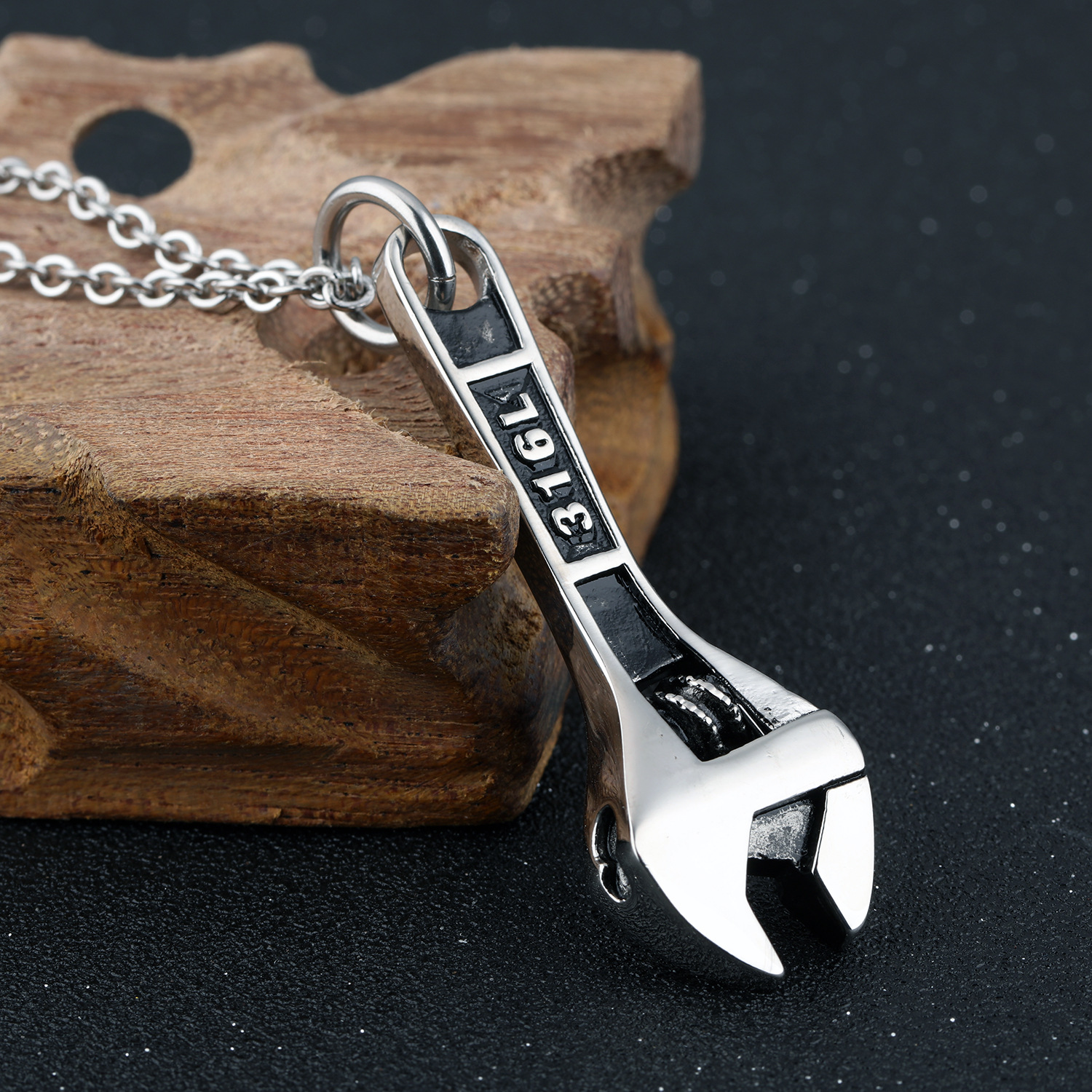Men Titanium Steel Wrench Stainless Steel Pendant Fashion Personality Necklace