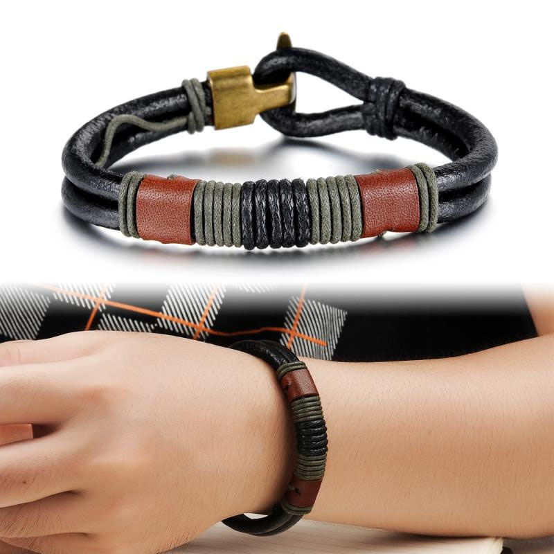 Retro folk-custom Alloy Men Leather Bracelet Western Style Fashion Accessories