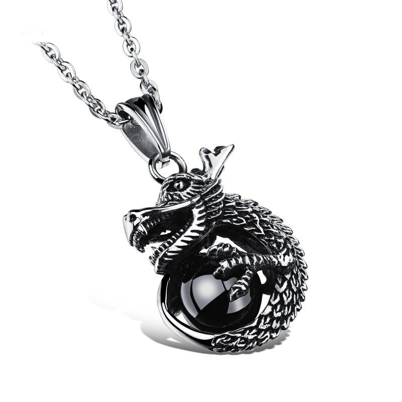 Kuang Long Pendant Panlong Personality Men Titanium Steel Prevent Allergy Necklace