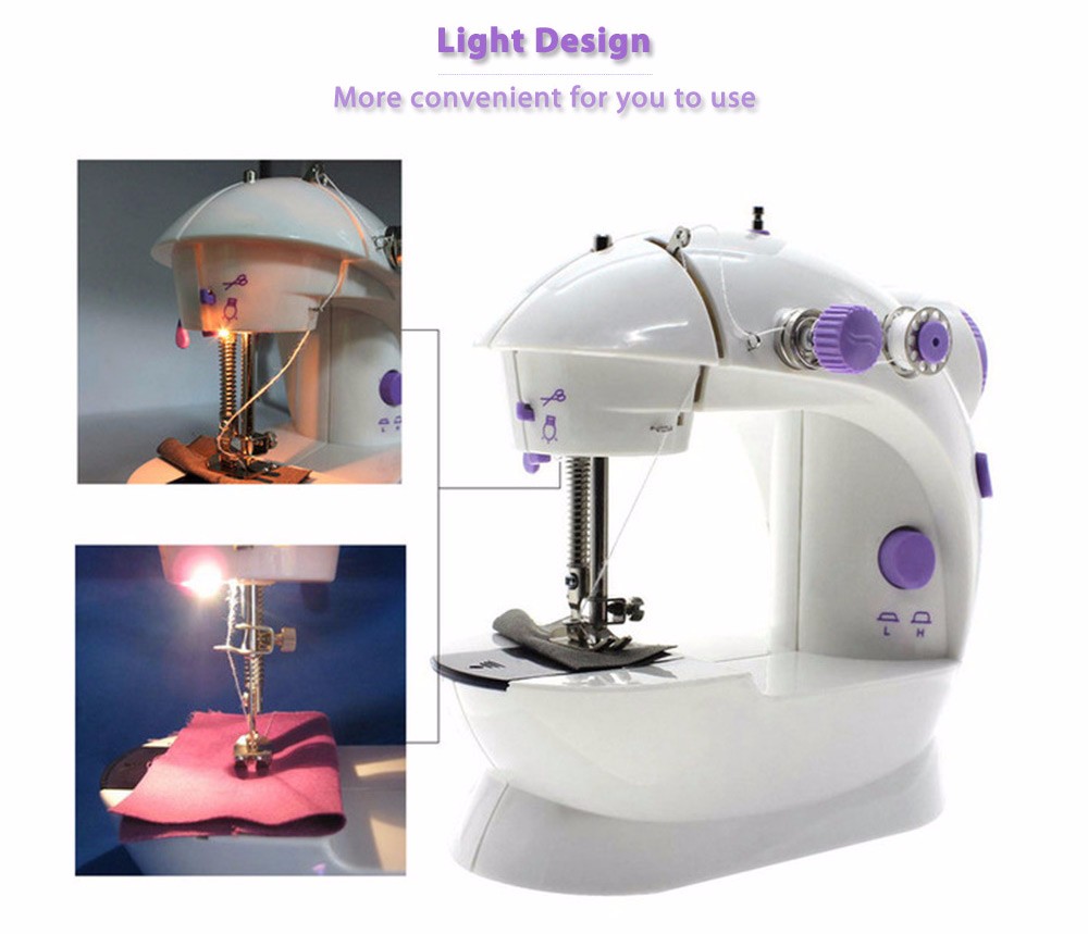 Home Tool Portable Double Speed Automatic Thread Mini Sewing Machine with Lighting Lamp as