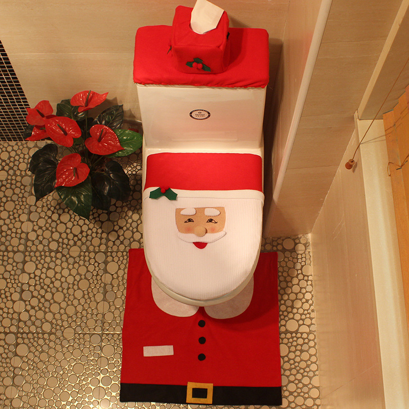 Christmas Old man Toilet sets Three sets Christmas Toilet Decoration Supplies Decoration