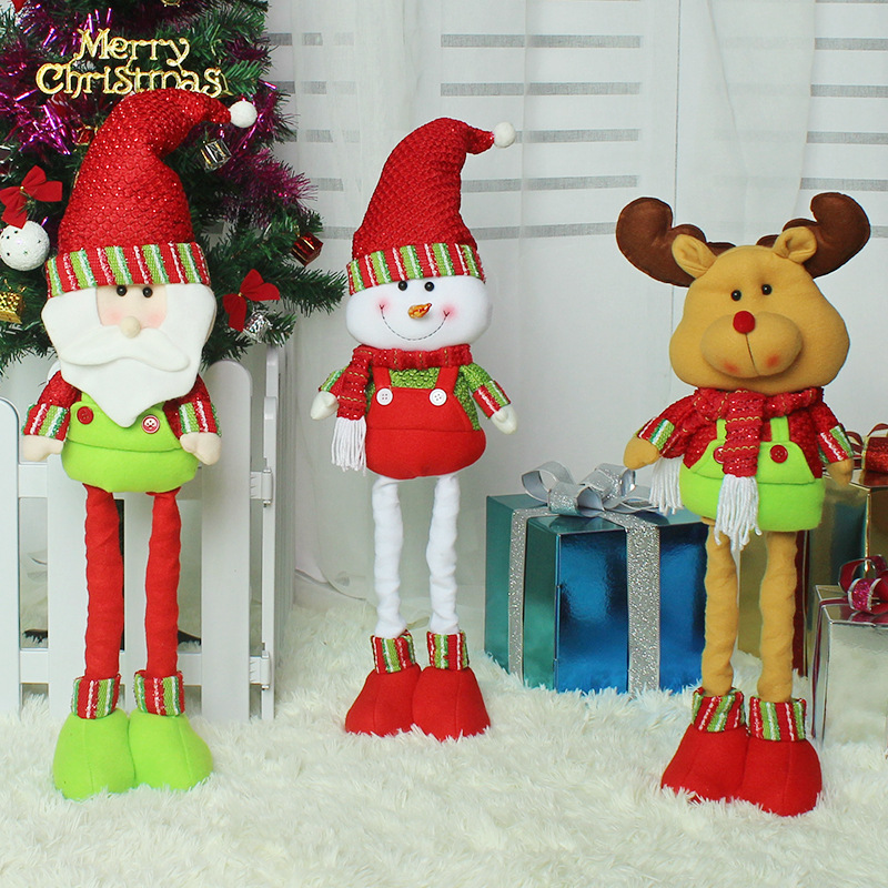 Telescopic rods Standing Christmas Old man Dolls Christmas activity gift Plush toy Decorations