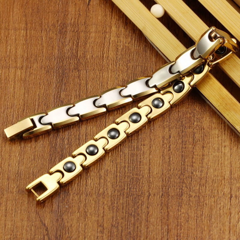 Men Personality Accessories Fashion Tungsten Steel Electroplated Rose gold Magnet Health Bracelet
