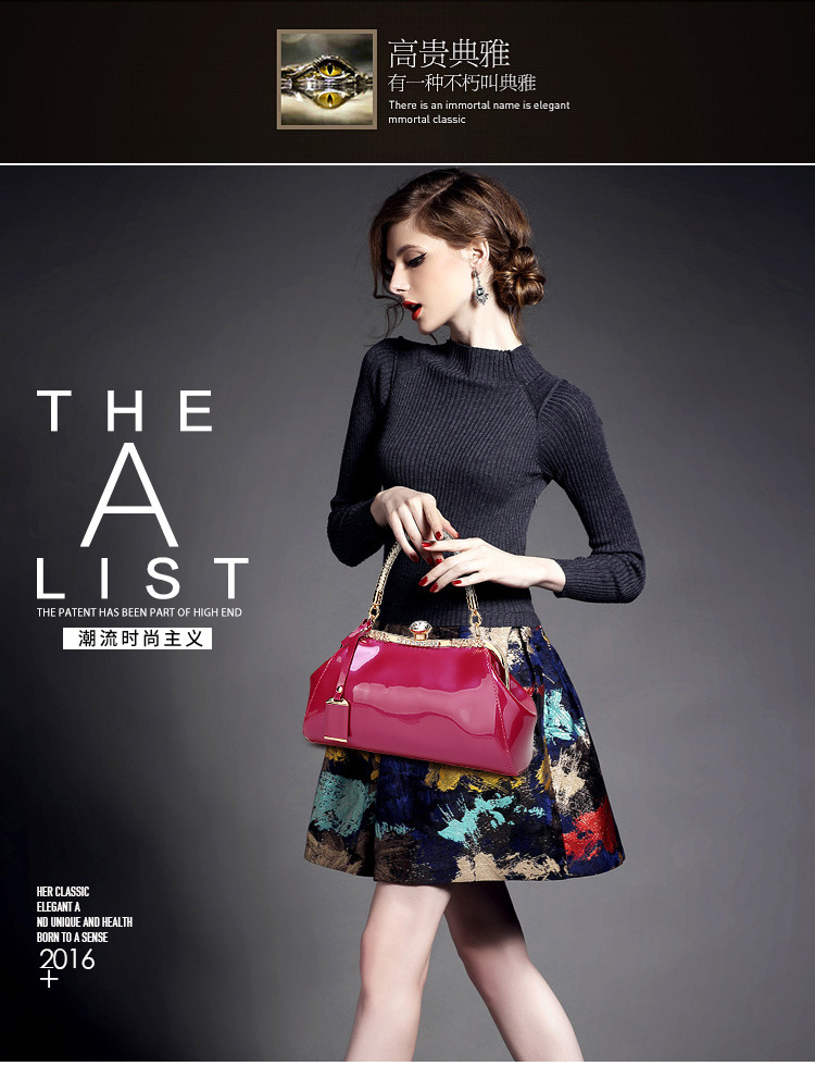 Ms Fashion Patent Leather Handbag Shoulder Oblique Bridal bag Ladies bag Wedding Package