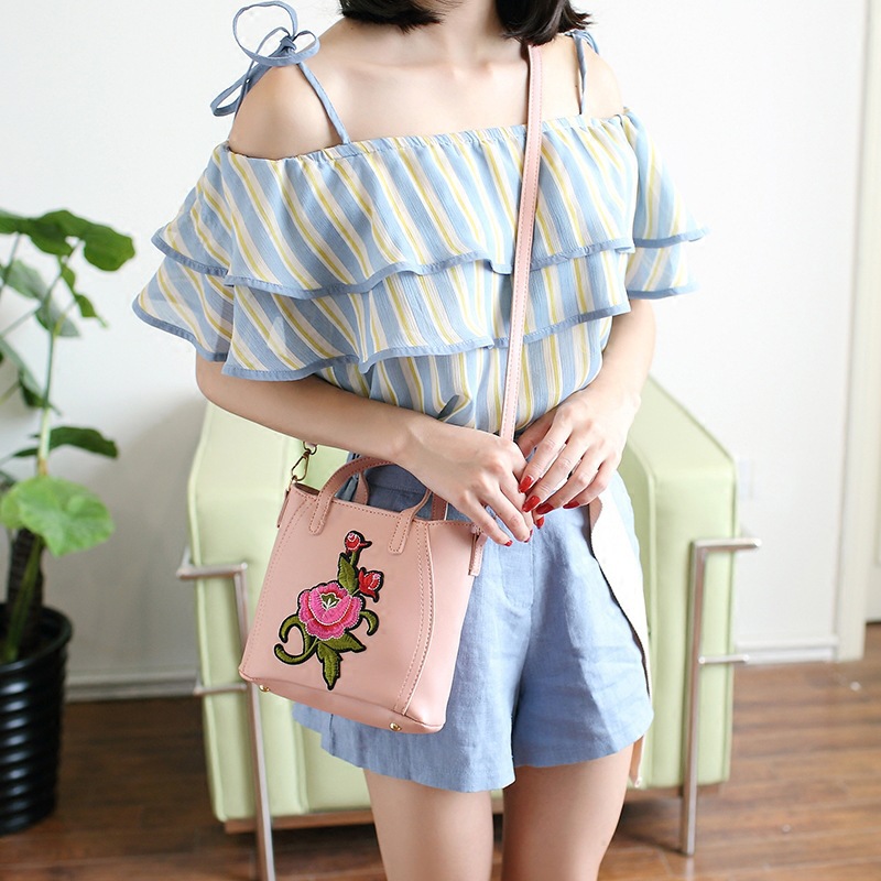 Ms Embroidered Handbag The New Simple Shoulder Bags Wild Classic Messenger Bag