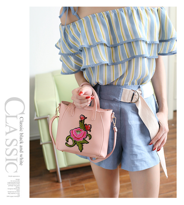 Ms Embroidered Handbag The New Simple Shoulder Bags Wild Classic Messenger Bag