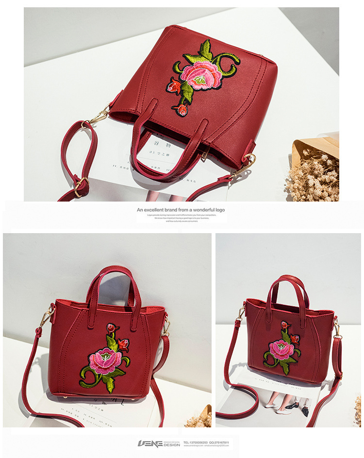 Ms Embroidered Handbag The New Simple Shoulder Bags Wild Classic Messenger Bag