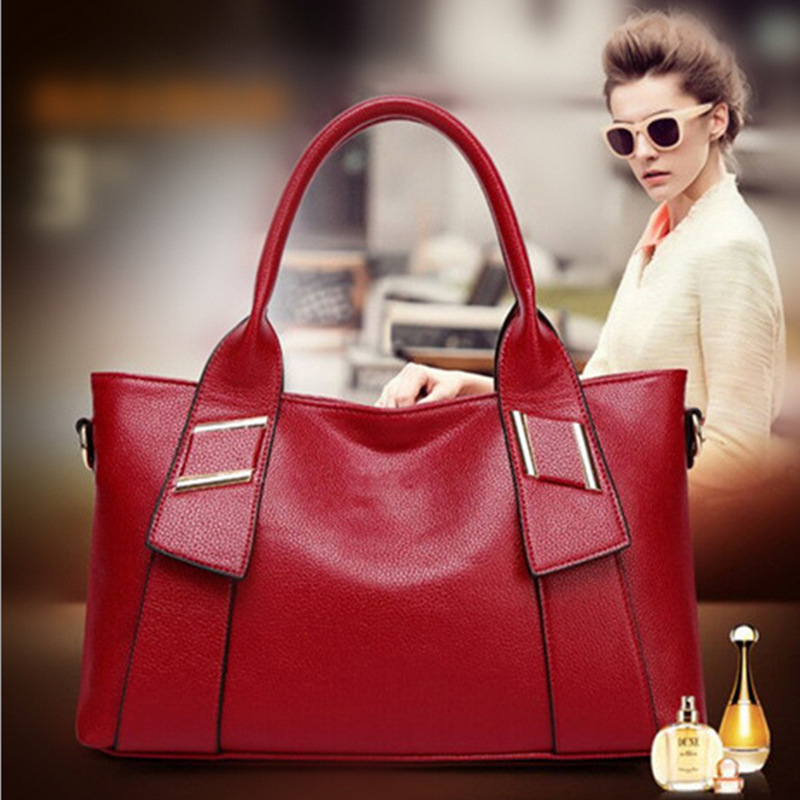 Lady Bags Fashion Litchi Pattern Big Bag Ms Portable Messenger Bag Shoulder Bags