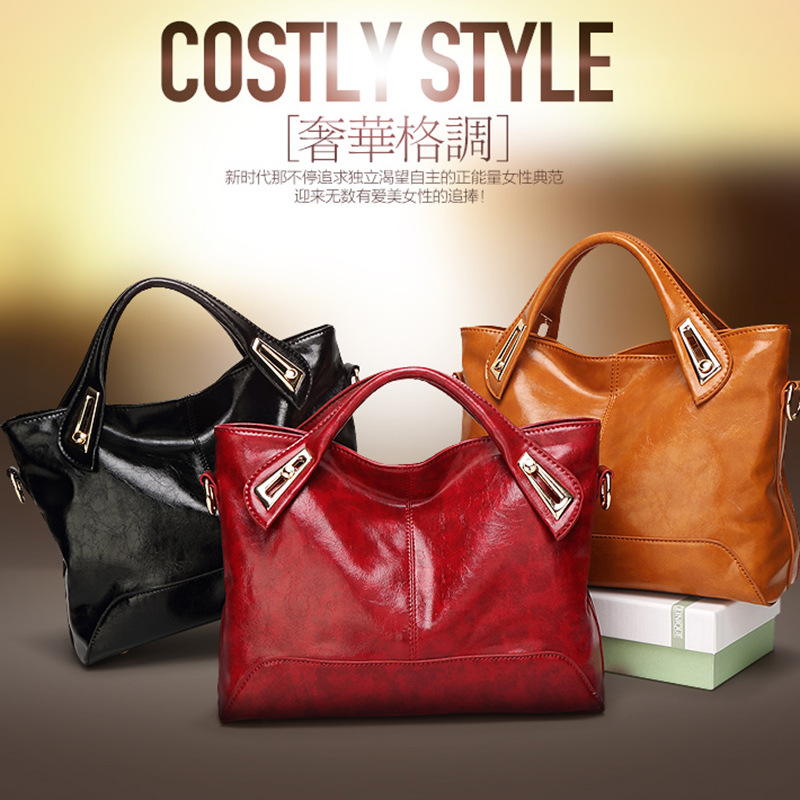 Fashion Trend Lady Bags Oil Wax Ms Leisure Shoulder Messenger Handbag