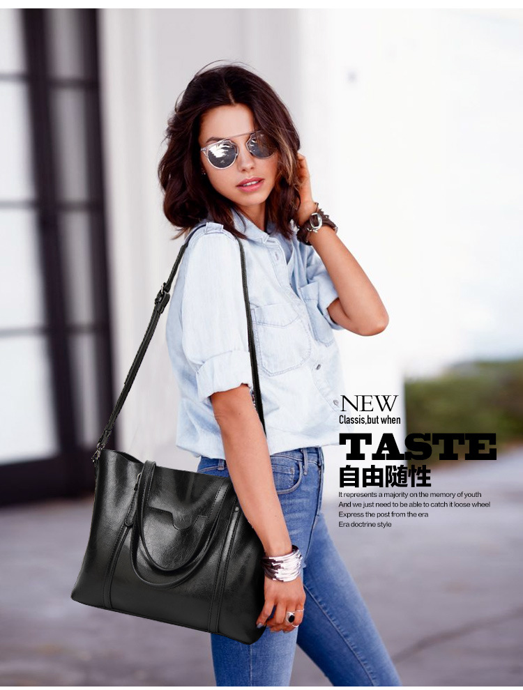 Fashion Lady Bags Big bag Wild Shoulder Messenger Bag Simple Oil wax Leather Handbag Tote Bag