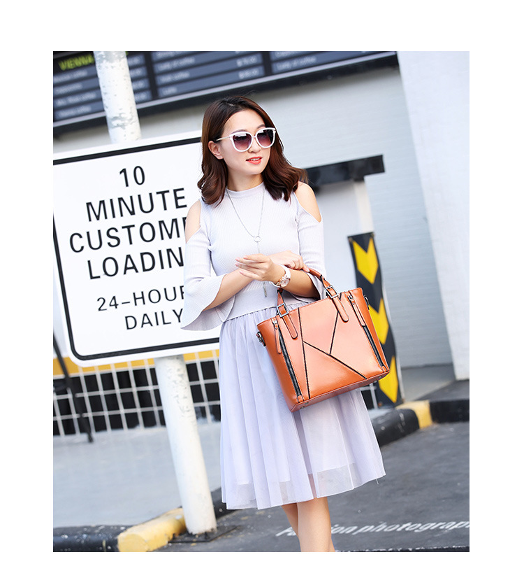 Western Style Handbag Shoulder Messenger Lady Bags Oil Wax Skin Stitching Fashion Ladies bag