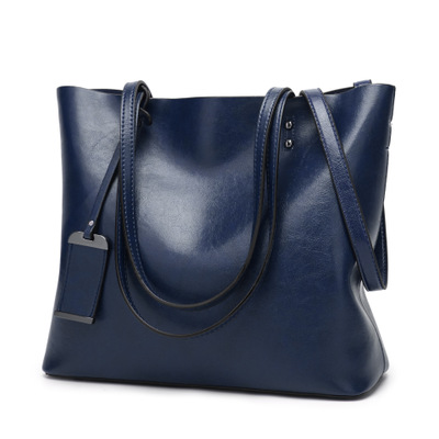 Western Style Fashion Tote Retro Oil Skin High Capacity Shoulder Handbag