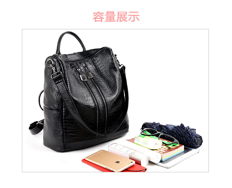 The New Backpack Crocodile Pattern Ms Shoulder Bags Wild Backpack Student Big bag Handbags