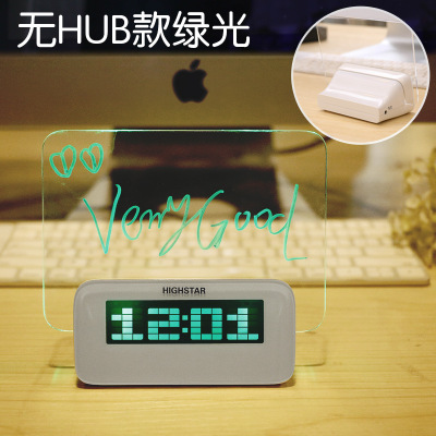 Blue New LED Luminous Message Board Digital Alarm Clock With Calendar Night light
