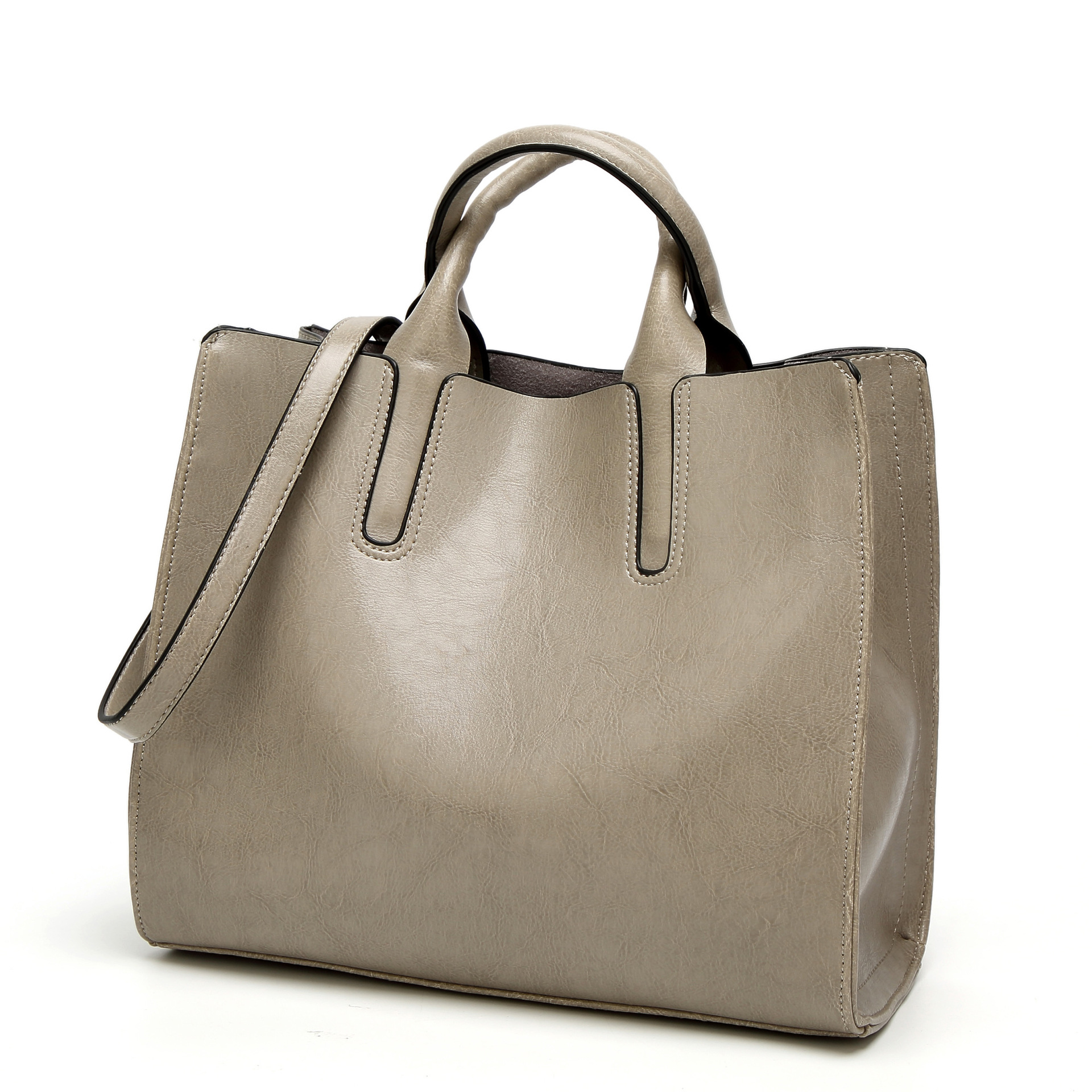 Ms The New Retro Oil Skin Portable Simple Wild Tote Shoulder Messenger bag