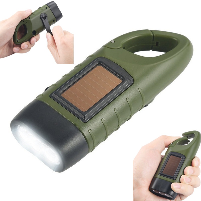 Outdoor Camping on Foot Led Flashlight Dynamo Solar Energy Charge Flashlight