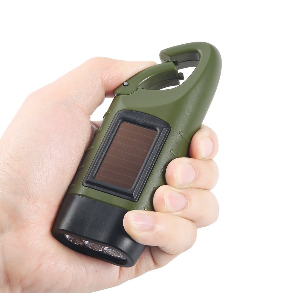 Outdoor Camping on Foot Led Flashlight Dynamo Solar Energy Charge Flashlight