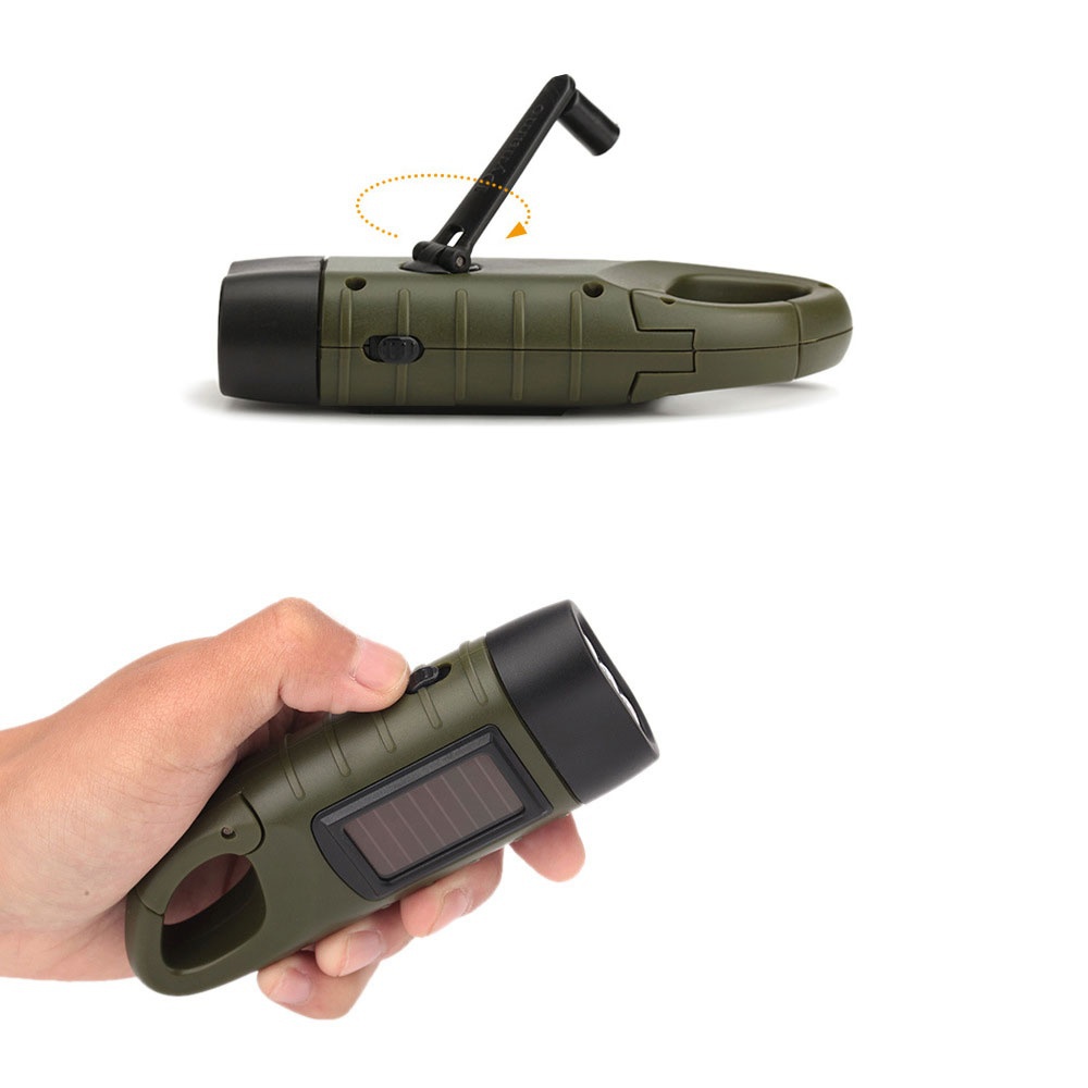Outdoor Camping on Foot Led Flashlight Dynamo Solar Energy Charge Flashlight