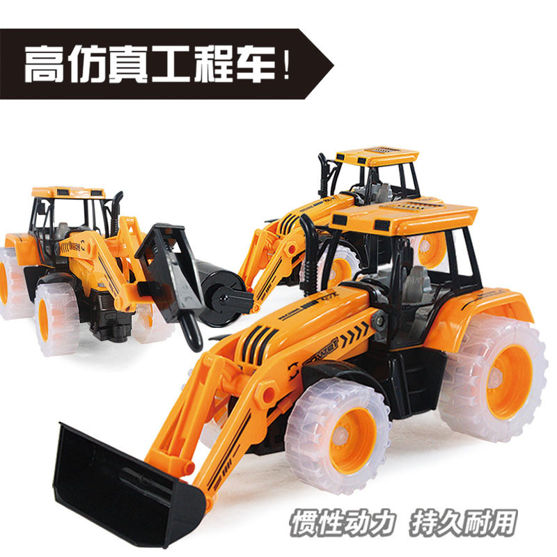 Child Construction Vehicles Toy Lovely Cartoon Inertia Car model With light Music