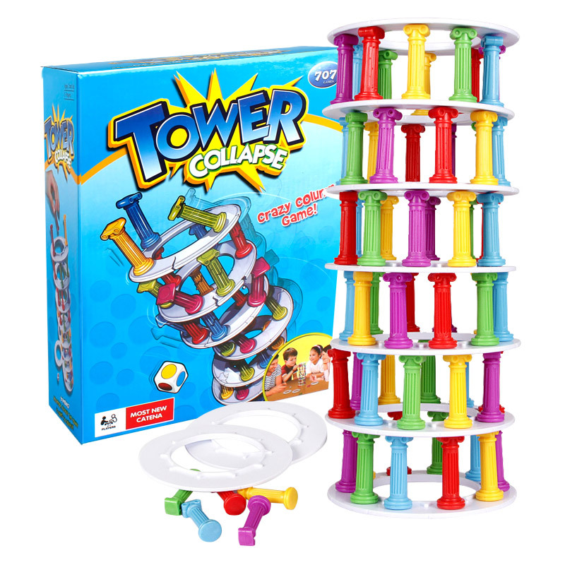 Child Pisa Tower Stack High Table Games Building Blocks Heap high get Together Toy