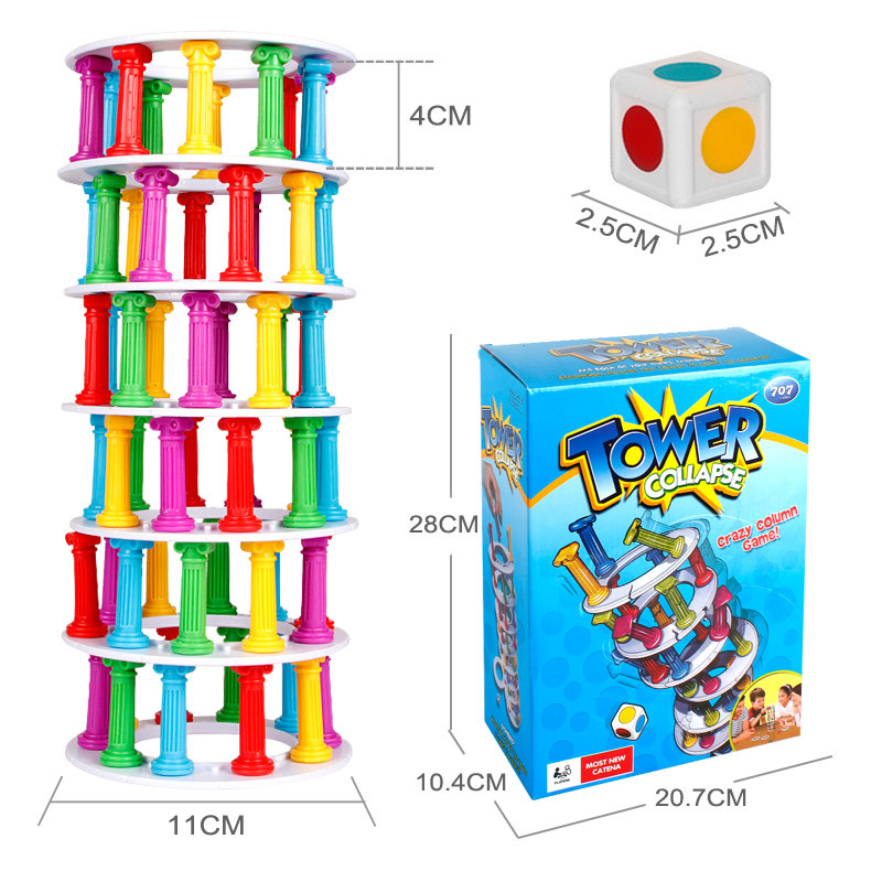 Child Pisa Tower Stack High Table Games Building Blocks Heap high get Together Toy