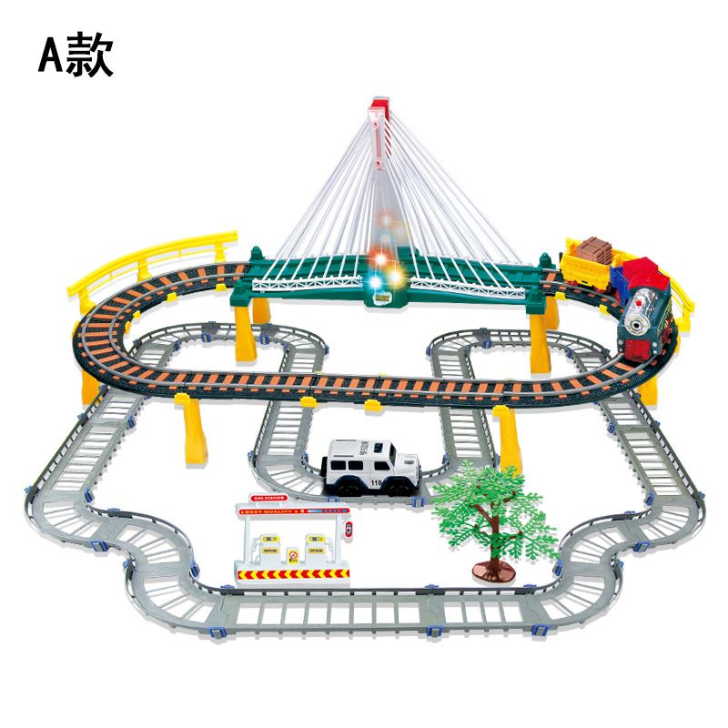 Child DIY Assemble Multi-layer Track toy Light Electric Large Subway Toy Small Train