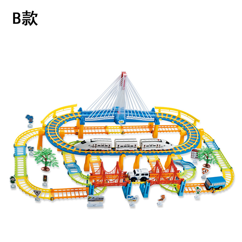 Child DIY Assemble Multi-layer Track toy Light Electric Large Subway Toy Small Train