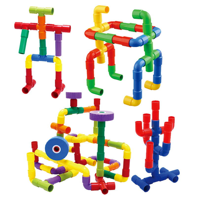 Child Plastic Tubular Assemble Building Blocks Early Education Puzzle Fight Interpolation toy