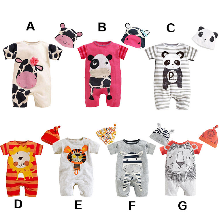 Short Sleeve Gentleman's Clothing Romper Siamese Clothing Baby Printing tie Newborns Baby Clothing