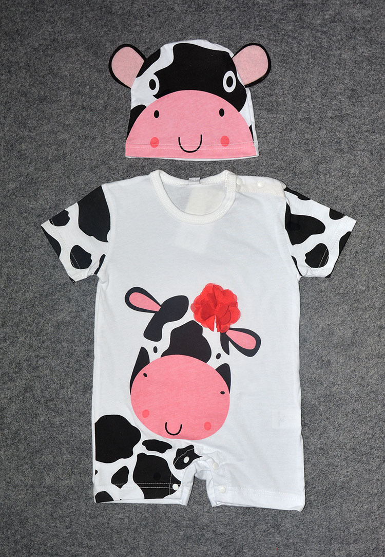 Short Sleeve Gentleman's Clothing Romper Siamese Clothing Baby Printing tie Newborns Baby Clothing