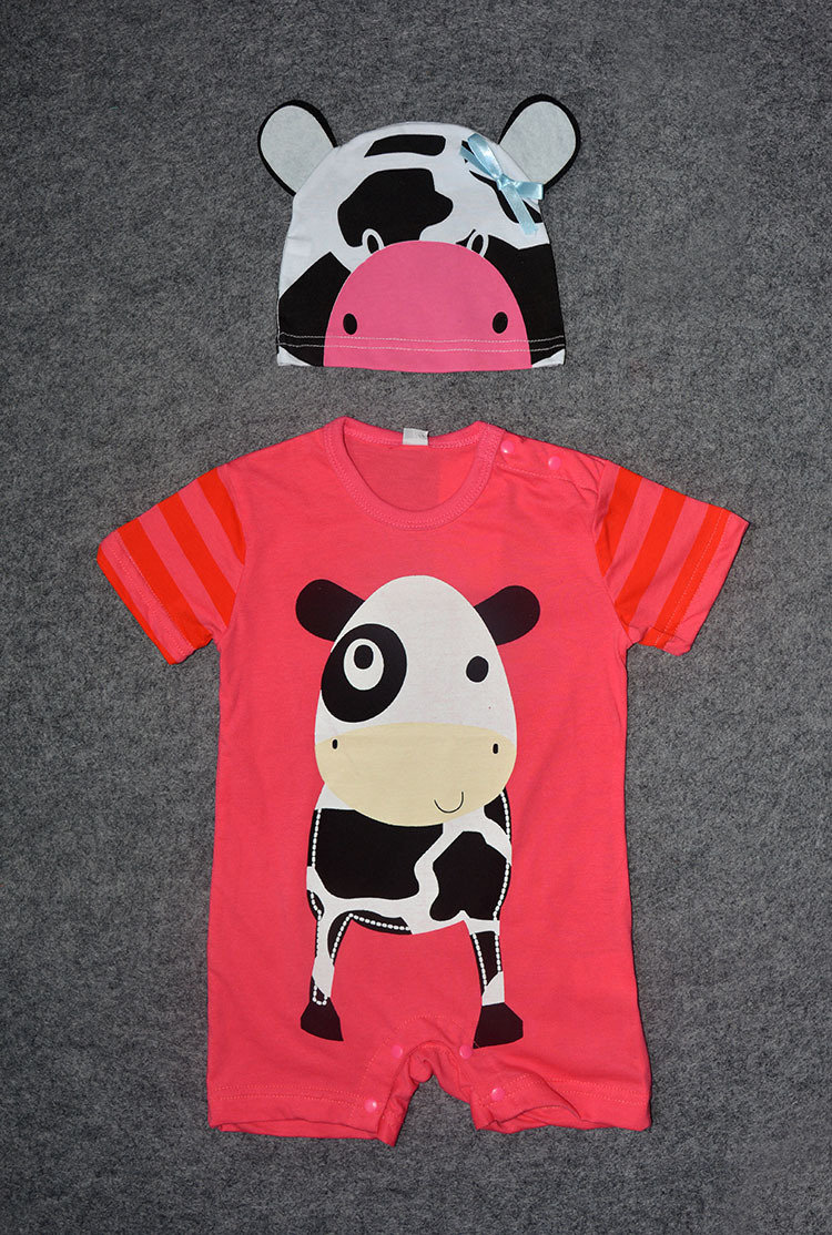 Short Sleeve Gentleman's Clothing Romper Siamese Clothing Baby Printing tie Newborns Baby Clothing