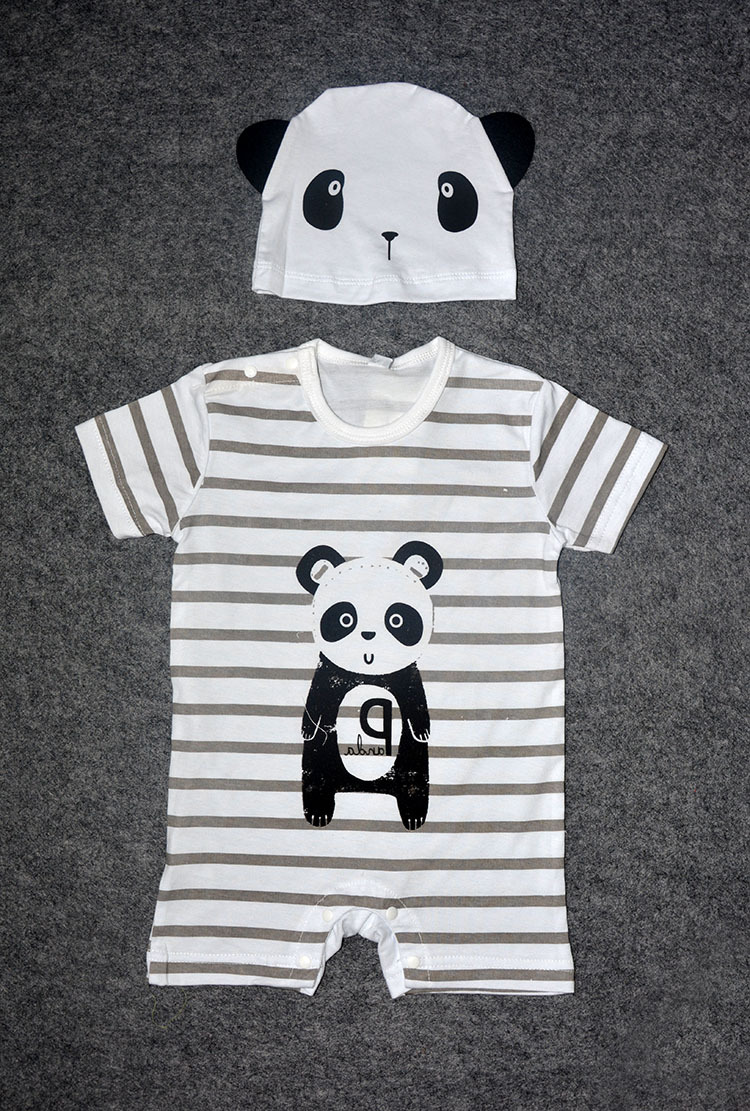 Short Sleeve Gentleman's Clothing Romper Siamese Clothing Baby Printing tie Newborns Baby Clothing