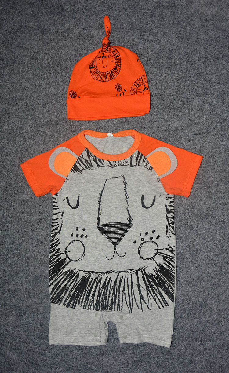 Short Sleeve Gentleman's Clothing Romper Siamese Clothing Baby Printing tie Newborns Baby Clothing