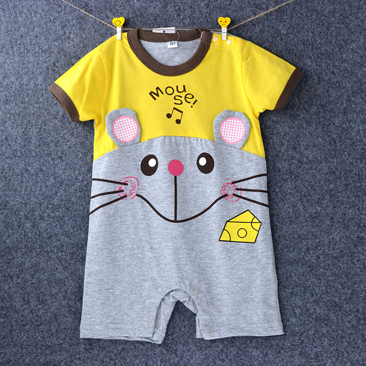 Short Sleeve Cartoon Animal Romper Siamese Clothing Baby Printing Child Cotton Clothing