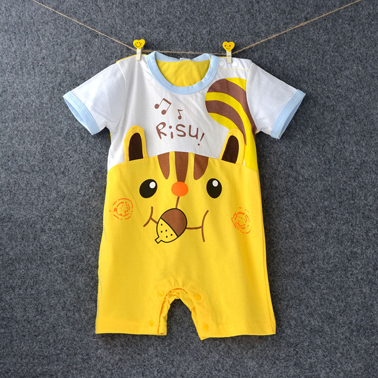 Short Sleeve Cartoon Animal Romper Siamese Clothing Baby Printing Child Cotton Clothing