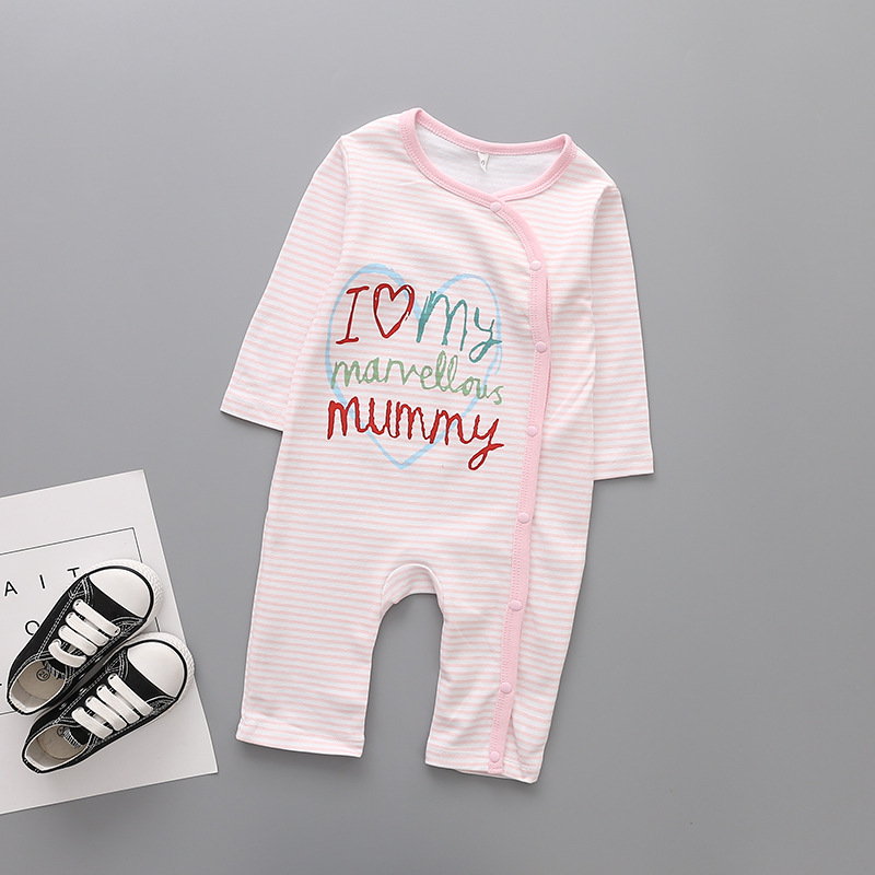 Western Style Fashion Long Sleeves Child Clothing Romper Climb Stripe Jumpsuit