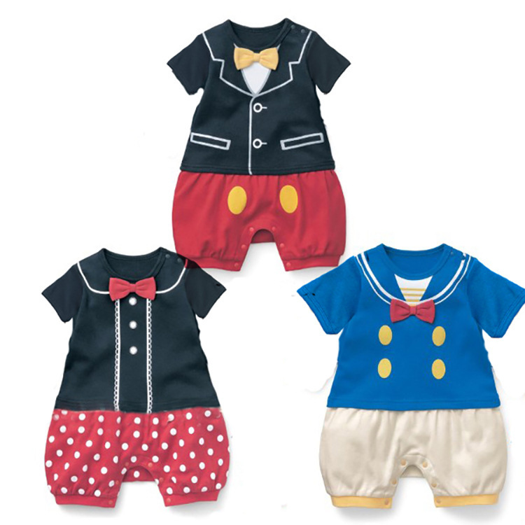 Fashion Short Sleeve Clothing Romper Siamese Clothing Baby Printing Tie baby Clothes