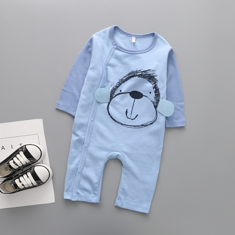 Baby Long Sleeves Lovely Baby Solid Color Clothing Romper Long Sleeves Round Neck Clothing