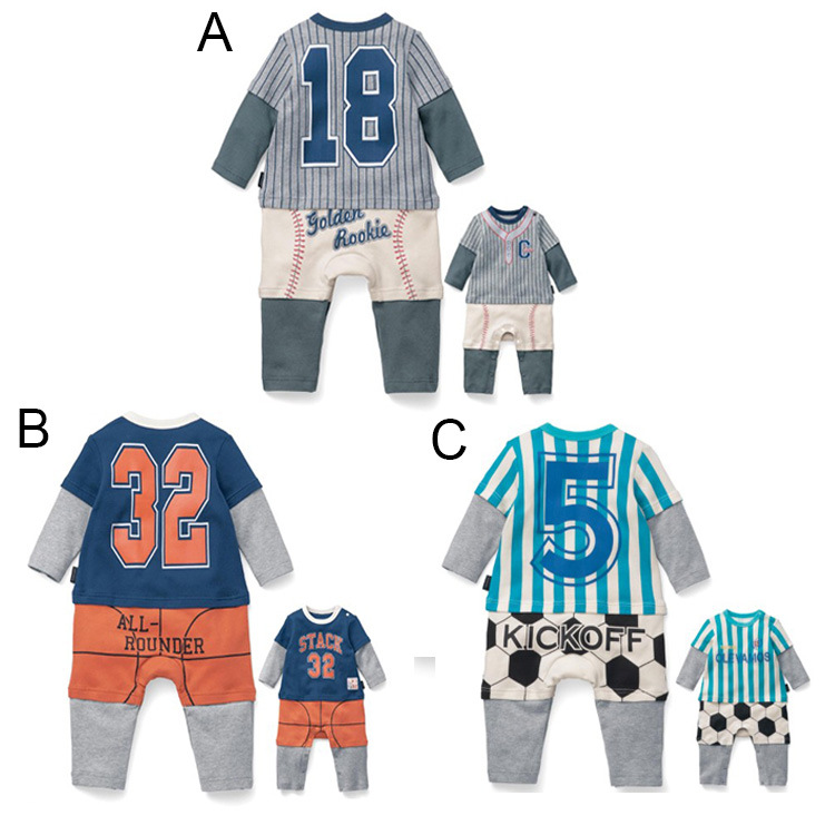 Child Clothing Romper Long Sleeves Stripe Football Movement Jumpsuit Baby Clothing