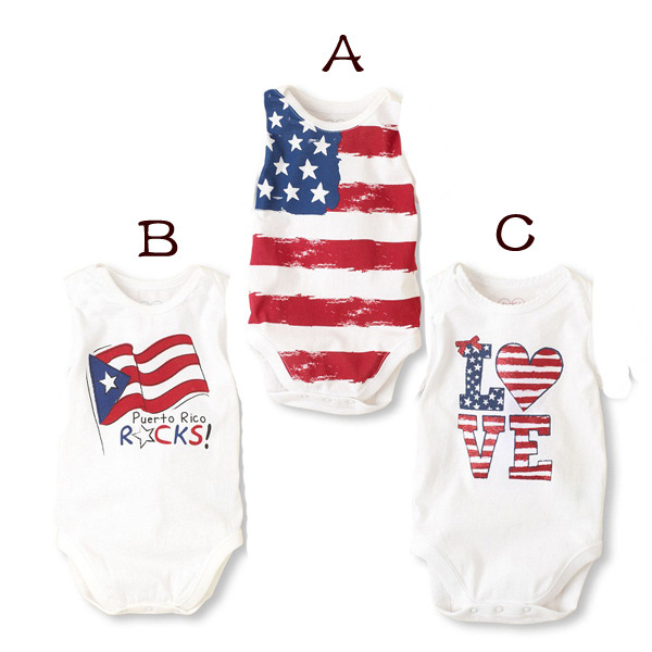 Western Style Child Baby United States Flag Printing Triangle Romper Climb Clothes Siamese Clothing