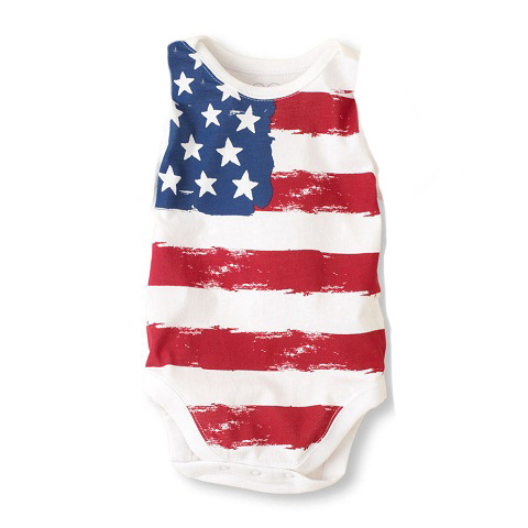 Western Style Child Baby United States Flag Printing Triangle Romper Climb Clothes Siamese Clothing