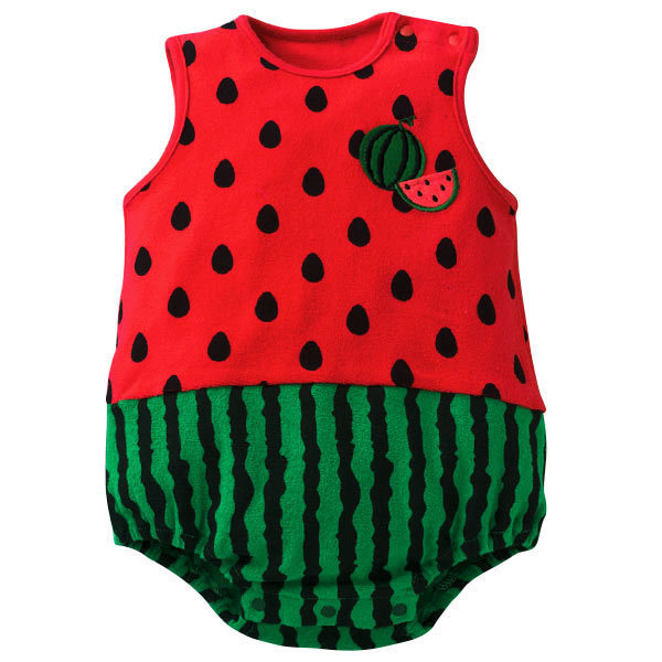 Western Style Sleeveless Baby Fruit Triangle Romper Jumpsuit Thin Section Cotton Baby Clothing