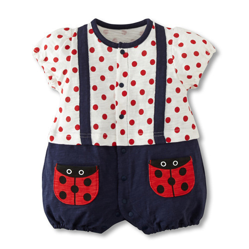 Western Style Baby Fashion Printing Short Sleeve Clothes Strap Romper Jumpsuit